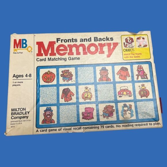Vintage 1980 Milton Bradley Memory Fronts And Backs Matching Game COMPLETE - Picture 1 of 4